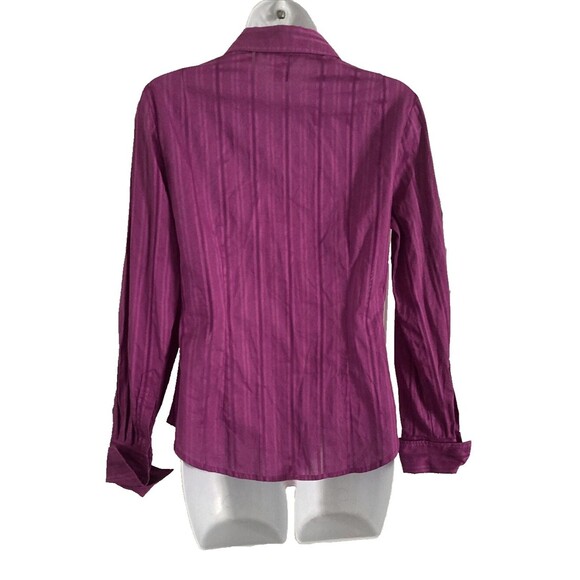 Moda International Y2K Purple Shirt Size PS Semi Sheer Long Sleeve Button-Up Top - Picture 9 of 10